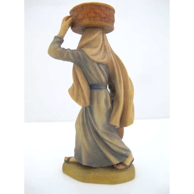Anri Italy Ulrich Bernardi Wood Shepardess With Fruit Basket Nativity Figurine For Sale In Portland, OR - Image 6 of 7