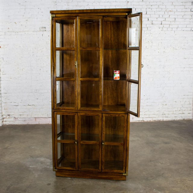 Brown Late 20th Century Campaign Style Oak Curio Cabinet by Drexel Heritage Accolade II Collection For Sale - Image 8 of 18