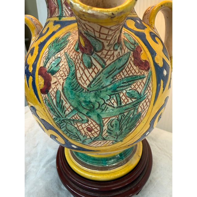 Ceramic Italian Majolica Pottery Table Lamp For Sale - Image 7 of 10