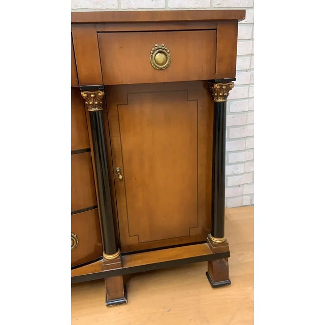 Vintage Empire Style Sideboard/Credenza Storage with Black and Gold Columns This vintage inlaid sideboard with black and...