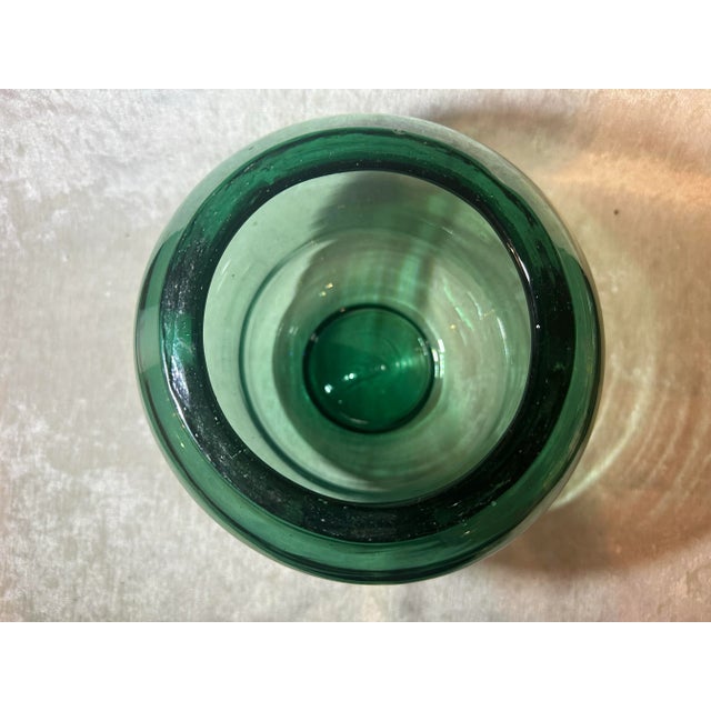 Vintage Large Green Blown Glass Vase For Sale - Image 4 of 7