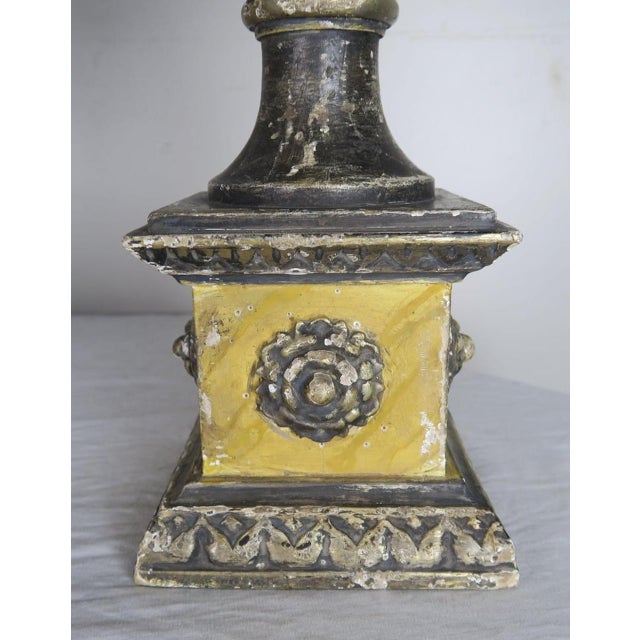 Wood Neoclassical Style Carved Urn Lamps With Parchment Shades, a Pair For Sale - Image 7 of 8