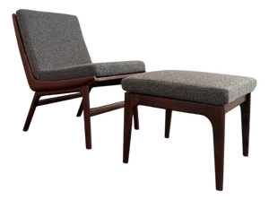 1960s Scandinavian Modern Teak Slipper Chair Ottoman Set by Gerhard Berg