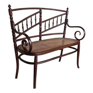 20th Century Bentwood Sofa in the Thonet Style, circa 1925, Caned Seat For Sale