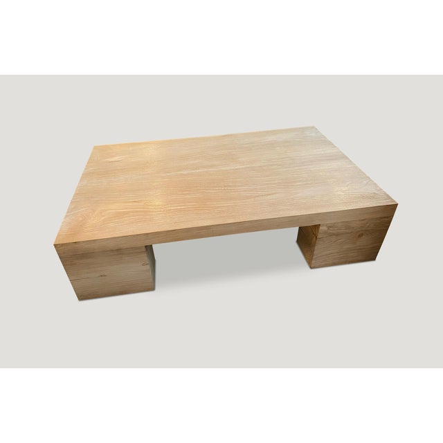 Contemporary Andrianna Shamaris Bleached Teak Wood Coffee Table For Sale - Image 3 of 6