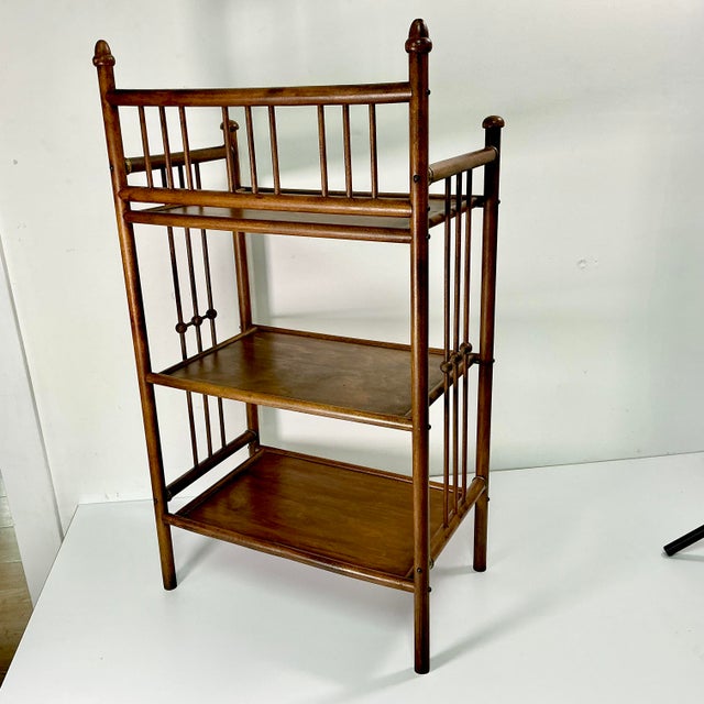 Early 20th C Antique Arts & Crafts Mission British Colonial Thornet Style Stick & Ball Etagere - 3 Tier For Sale - Image 11 of 18
