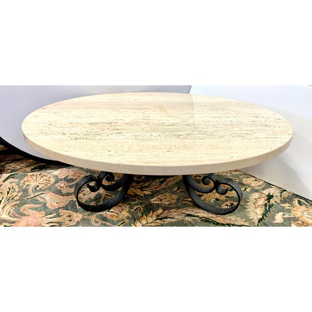 Vintage Round Granite Top and Wrought Iron Coffee Table Chairish