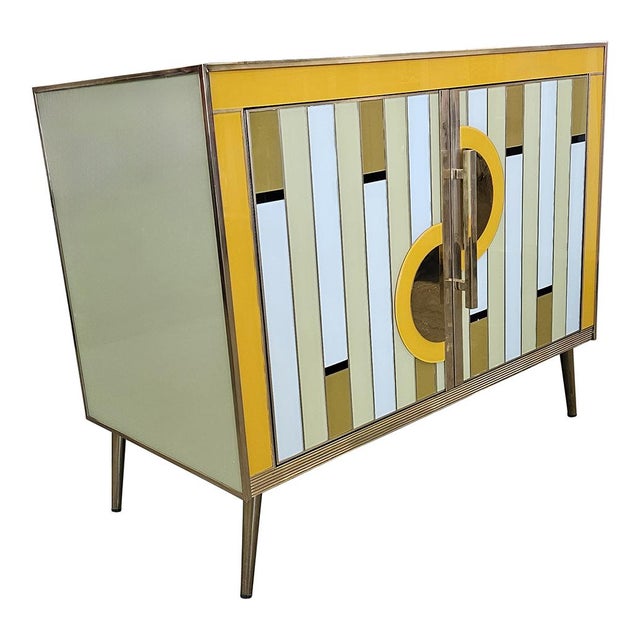 Two-Door Sideboard in Colored Glass, 1980s For Sale - Image 3 of 8