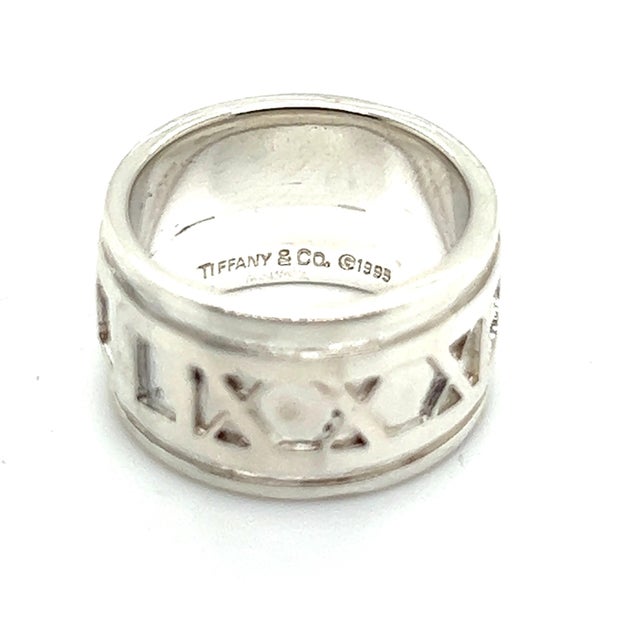 Tiffany and Co. 1990s Tiffany & Co Estate Atlas Ring Size 4 Silver 11 mm, Size 4 For Sale - Image 4 of 7
