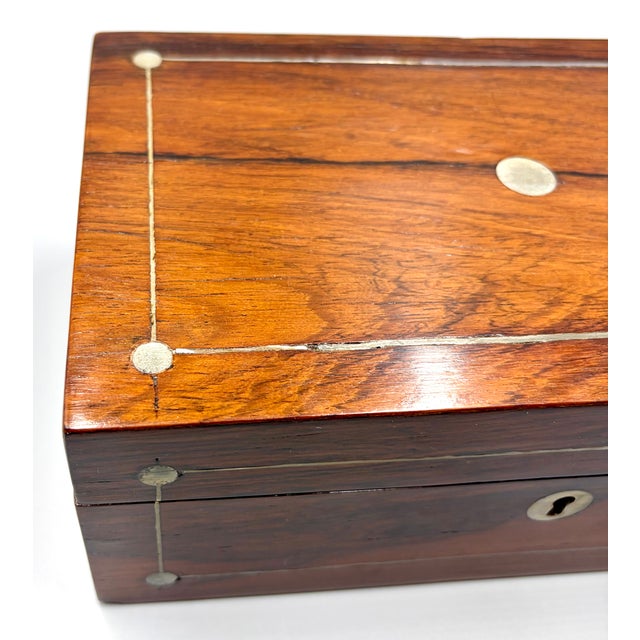 Antique 19th Century English Rosewood & Mother of Pearl Inlay Box For Sale - Image 14 of 15