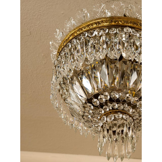 Vintage Empire Style Bohemian Crystal Ceiling Light, 1940s For Sale - Image 4 of 12