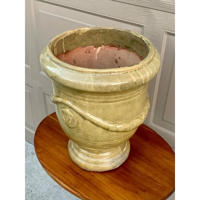 French Provincial Glazed Earthenware Pedestal Planter For Sale - Image 4 of 12