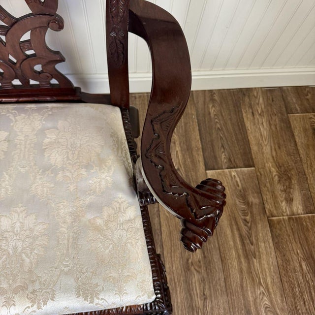 Vintage Irish Chippendale Revival Carved Mahogany Armchair For Sale - Image 11 of 15