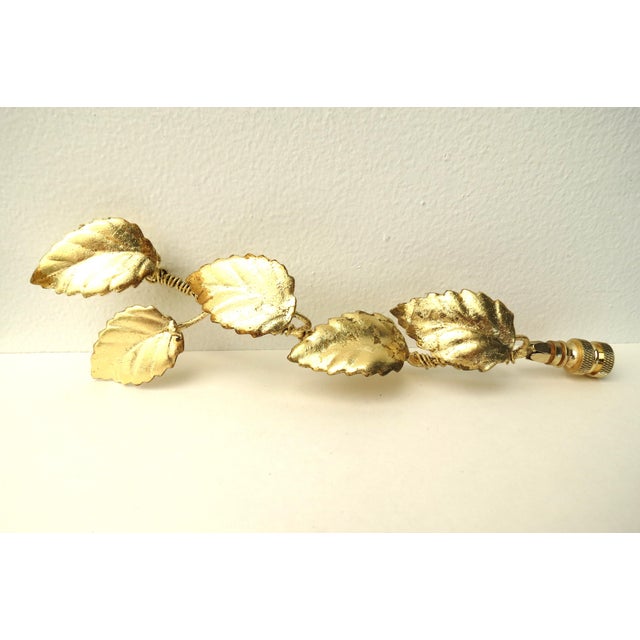 Exceptionally Tall Vintage Italian Tole Leaf Gold Mid Century Lamp Finial, For Sale In Houston - Image 6 of 6