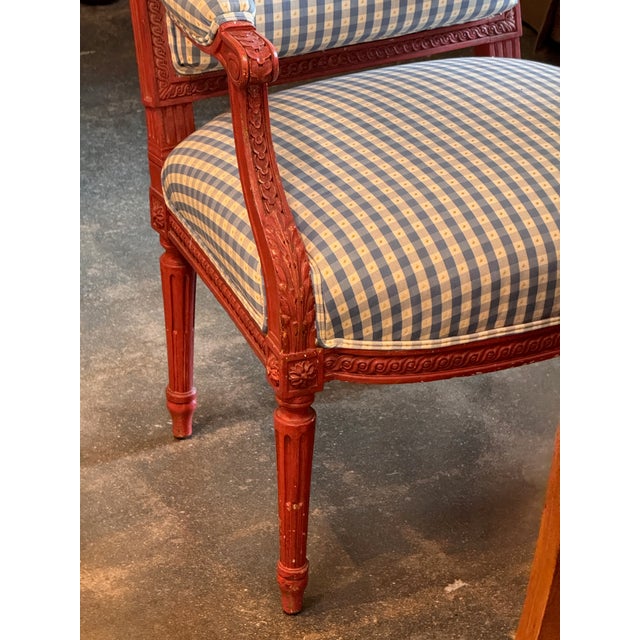Red Pair of 19th Century French Fauteuils in the Louis XVI Taste For Sale - Image 8 of 10