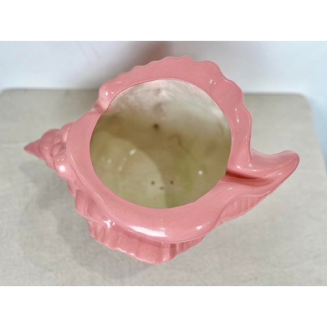 Vintage Pink Ceramic Shell Planter For Sale - Image 4 of 6