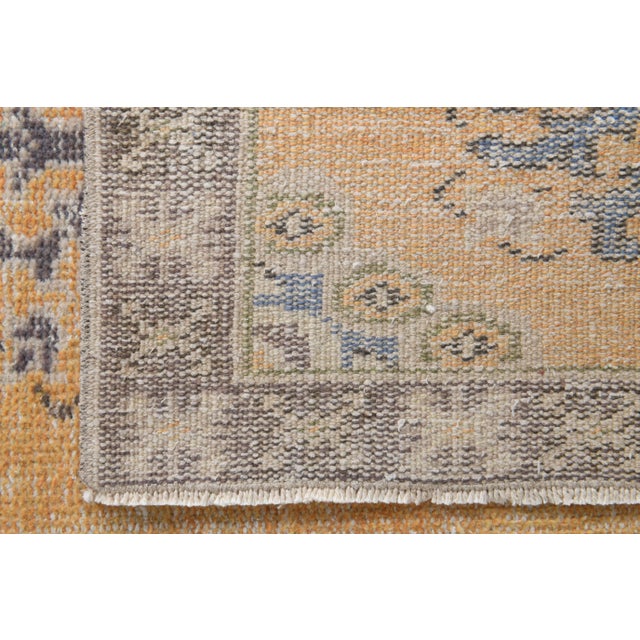 Vintage Turkish Hand-Knotted Wool Cotton Orange Runner For Sale - Image 6 of 9