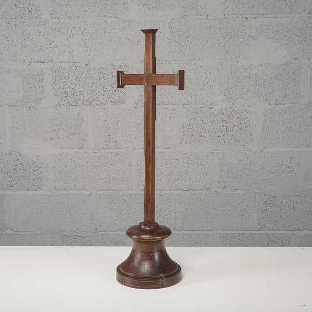 Wood Antique Early 19th Century Cross with Inlaid Fillets For Sale - Image 7 of 12