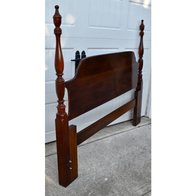 Cherry Queen/Full Headboard Vintage Poster Bed Chippendale Style For Sale - Image 9 of 13