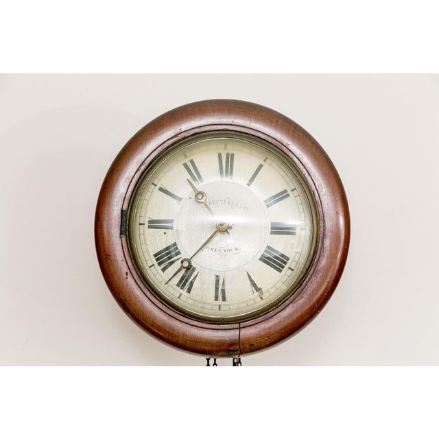 Antique Walnut Postman Weight Driven Wall Clock For Sale - Image 4 of 10