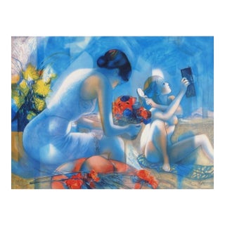 1990 Jean-Baptiste Valadié Brise Bleutée Signed Lithograph For Sale
