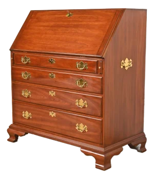 Henkel Harris Georgian Solid Cherry Wood Slant Front Secretary Desk
