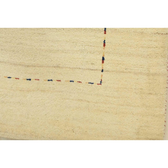 Gabbeh Rug 6’6” X 9’4” Ivory Wool Contemporary Hand-Knotted Carpet For Sale - Image 4 of 14