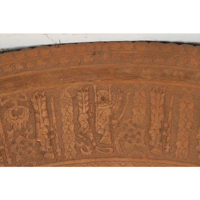 Early 20th Century Large Persian Oval Decorative Copper Tray For Sale - Image 5 of 8