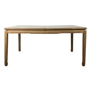 Mid Century Modern Dining Table With Limed Walnut Finish and 3 Leafs For Sale