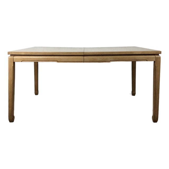 Mid Century Modern Dining Table With Limed Walnut Finish and 3 Leafs For Sale