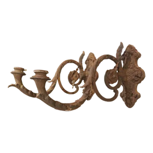 Pair of 19th Century French Cast Iron Bras De Lumière Sconces or Lantern Holders