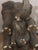 Vintage Resin Mother and Baby Elephant Statue With Trunks Raised For Sale - Image 11 of 16