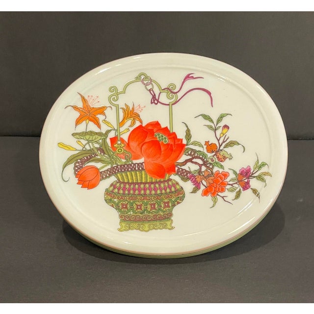 Ceramic Mottahedeh Chinese Woodblock Pattern Large Porcelain Box For Sale - Image 7 of 7