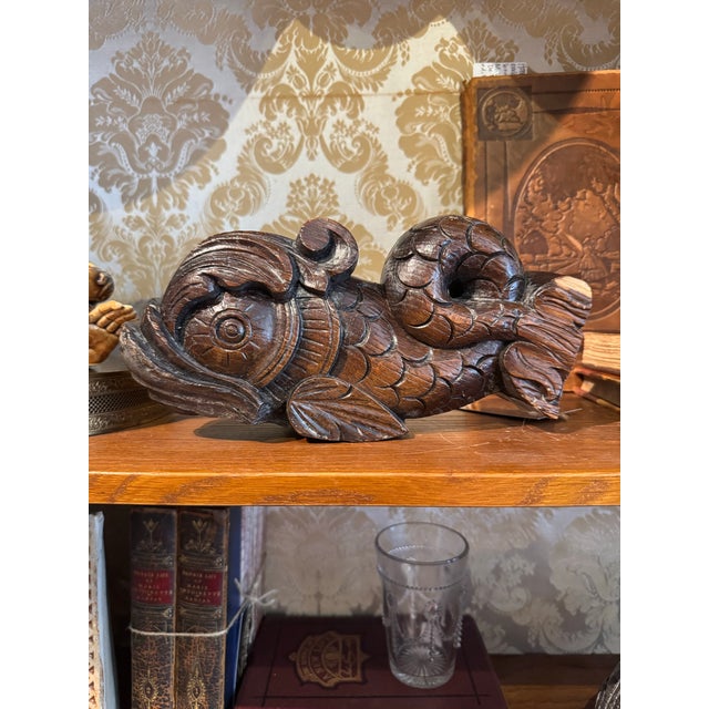 Pair of Antique Carved Wooden Corbels- Classical Dolphin For Sale - Image 9 of 10