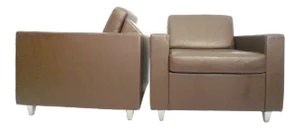 2010s Jhane Barnes for Bernhardt Design Chocolate Brown Leather Contract Lounge Armchairs- Two Chairs