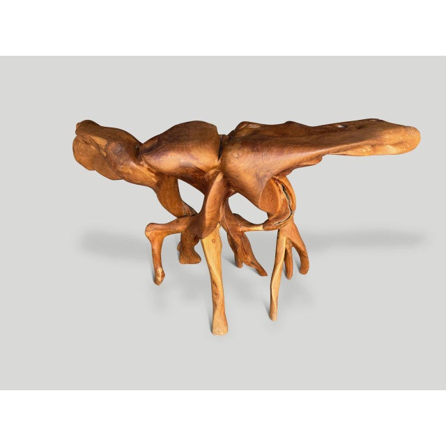 Contemporary Andrianna Shamaris Organic Sculptural Teak Wood Console Table For Sale - Image 3 of 5