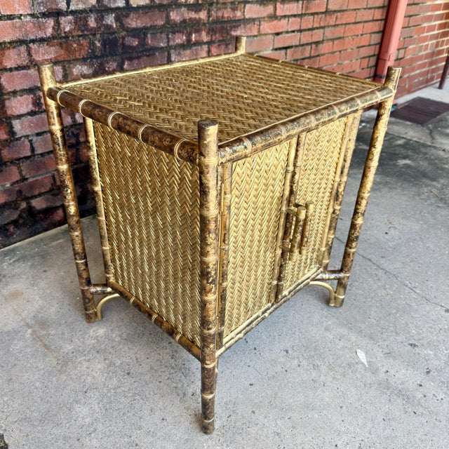 1970’s Faux Tortoiseshell Bamboo Cabinet - Newly Painted For Sale In Mobile - Image 6 of 12