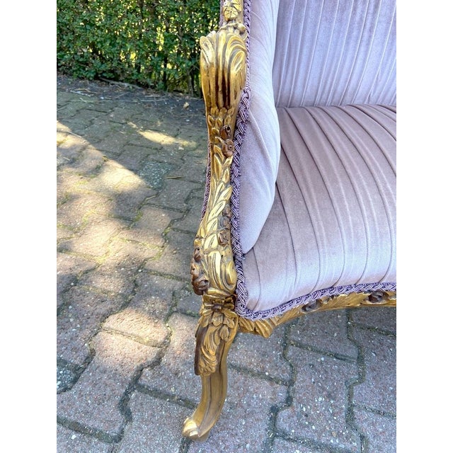 1950s French Louis XVI Pink Velvet Corner Settee For Sale - Image 6 of 16