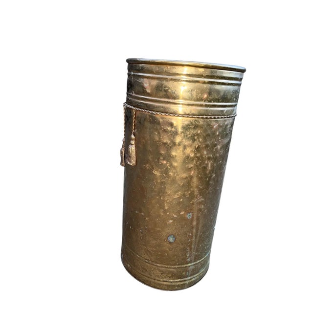 Metal 1970s Brass Bow Tie Umbrella Holder 13” For Sale - Image 7 of 12