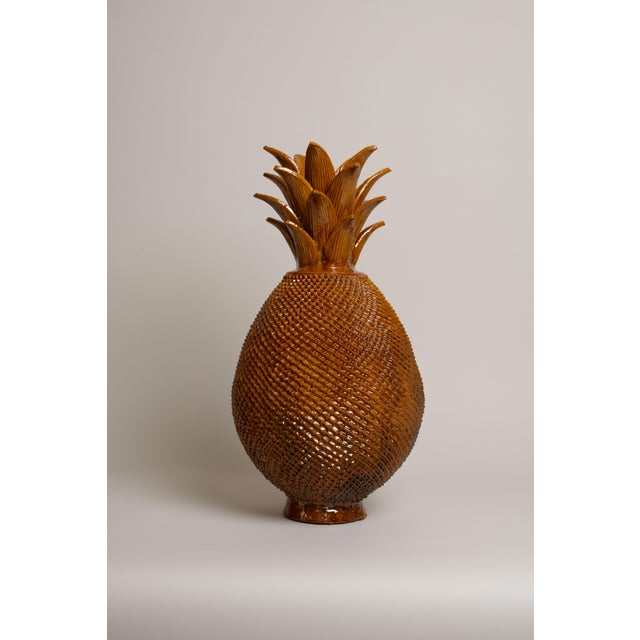 Mexican Glazed Clay Pineapple For Sale - Image 4 of 6