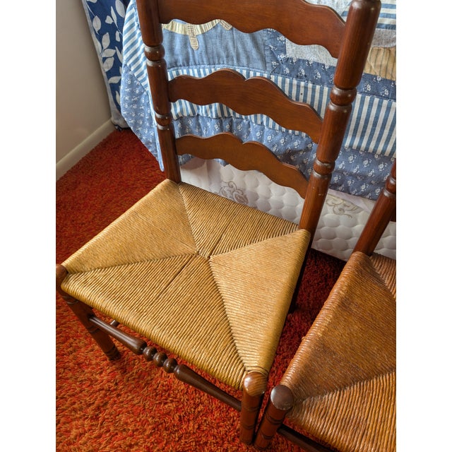Wood Vintage Tell City Chair Company Rush-Seat Dining Chairs Set of 7 For Sale - Image 7 of 16