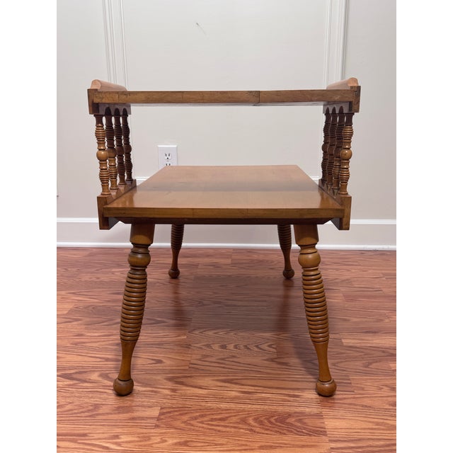 Wood Vintage Early American Two Tiered Solid Wood Maple Side Table. For Sale - Image 7 of 12