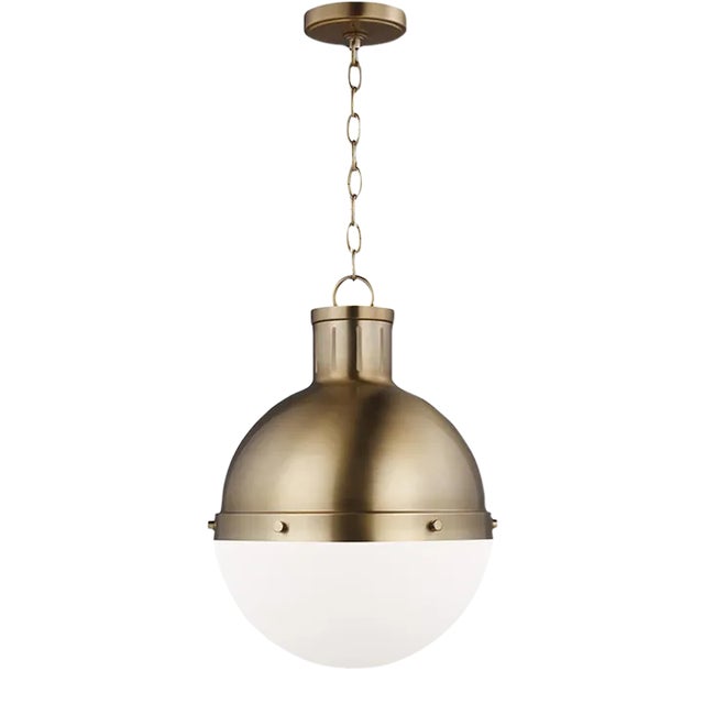 Thomas O'Brien By Visual Comfort Studio Hanks 1-Light Medium Pendant in Satin Brass For Sale