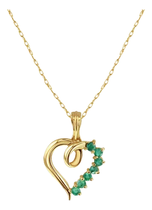 Heart Shaped Emerald Necklace .25cttw 14k Yellow Gold