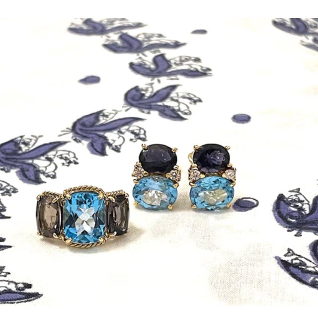 Christina Addison Elegant Amethyst Three Stone Ring With Gold Rope Twist Border For Sale - Image 12 of 12