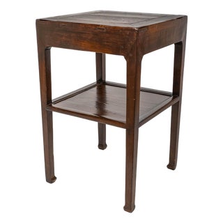 Tall Antique Chinese Lacquered Elm Tiered Side Table For Sale
