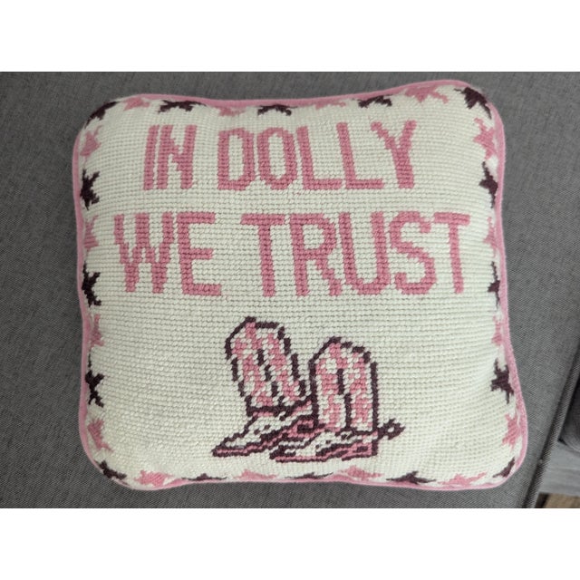 Early 21st Century Dolly Parton Country Western Pop Art Style Needlepoint Pillow For Sale - Image 5 of 10