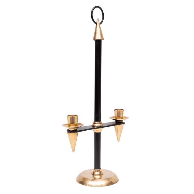 Italian Brass Candleholder, 1940s For Sale - Image 6 of 11