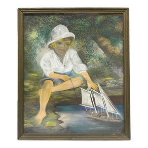 A Pastel on Board Painting of a Boy