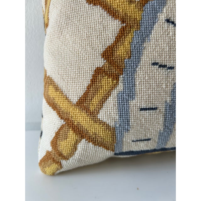 2020s Vintage Chinoiserie Needlepoint Handmade Pillow With Leopard Print Posterior For Sale - Image 5 of 10